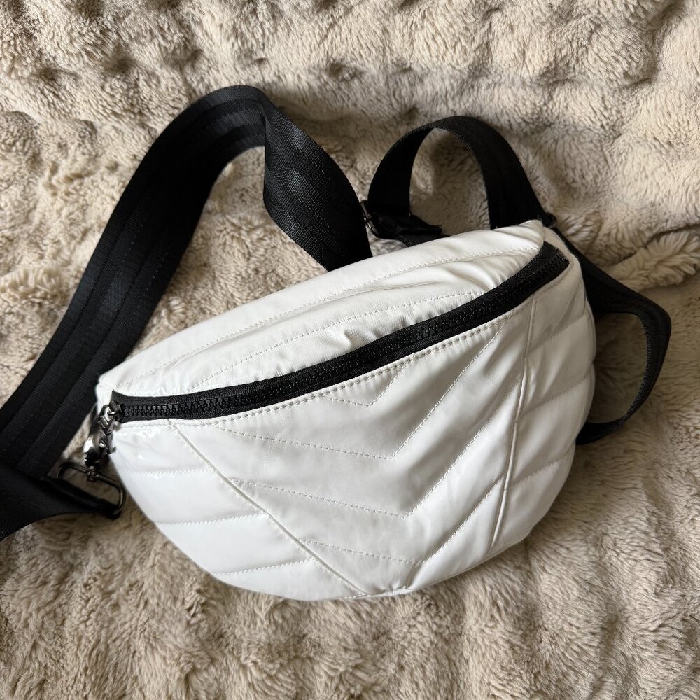 Think Rolyn Crossbody Sling bag White Patten Leather Black